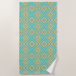Serviette De Plage Turquoise Blues Alternative Diamond Motif