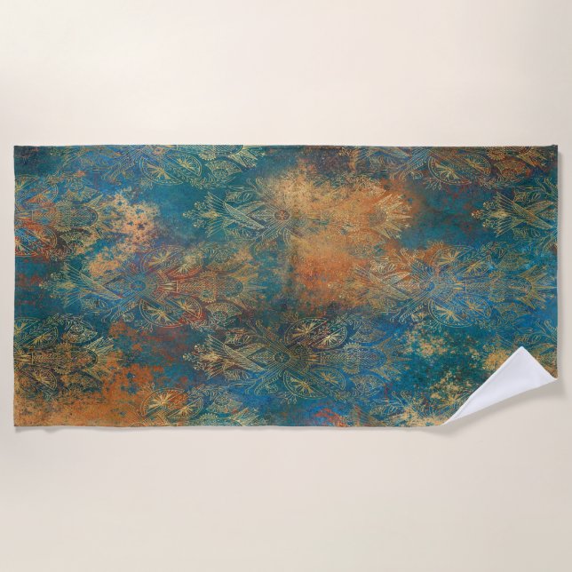 Serviette De Plage Turquoise Cooper Patina (Devant)