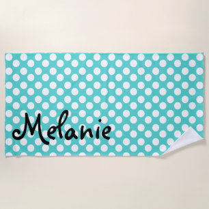 Serviette de plage turquoise et blanche