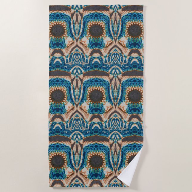 Serviette De Plage Turquoise Gold Sun Southwestern Art (Devant)