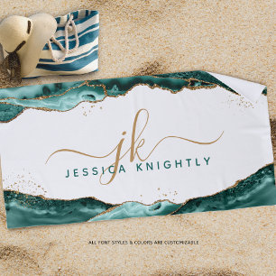Serviette De Plage Turquoise Turquoise Agate Gold Parties scintillant