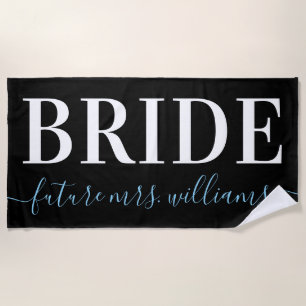 Serviette De Plage Typographie Avenir Mme Nom Bride Bleu