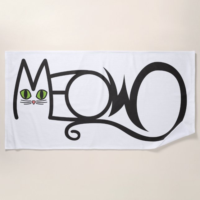 Serviette De Plage Typographie de chat Miaou (Devant)