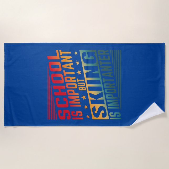 Serviette De Plage Typographie de citations de ski drôles (Devant)