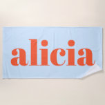 Serviette De Plage Typographie Moderne Nom Personnalisé Bleu Orange<br><div class="desc">Un design chic et personnalisé avec un grand nom en minuscules en bleu froid gras et orange kaki. Propre, moderne et facile à repérer à la piscine ou à la plage. Personnalisez avec n'importe quel nom pour un look simple qui se sent classique et élégant. Idéal pour les vacances, les...</div>