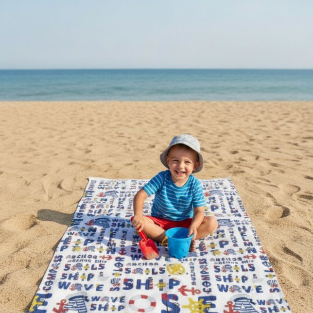 Serviette De Plage Typographie Nautique   (Créateur téléchargé)