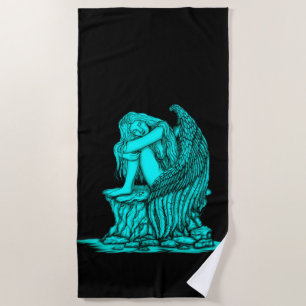 Serviette De Plage Un ange endormi sur la pierre