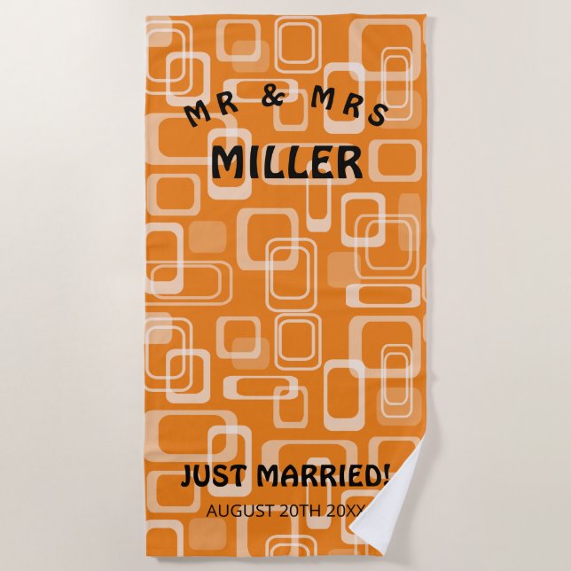 Serviette De Plage Un cadeau mariage de style rétro des années 60 Vin (Devant)