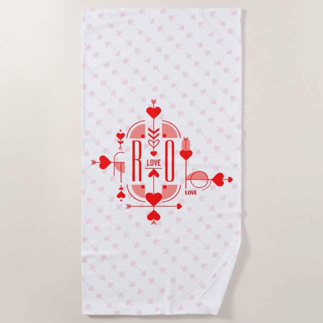Serviette De Plage Un design d'initiale de monogramme moderne et roma (Devant)
