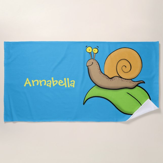 Serviette De Plage Un mignon escargot heureux sur une illustration d' (Devant)