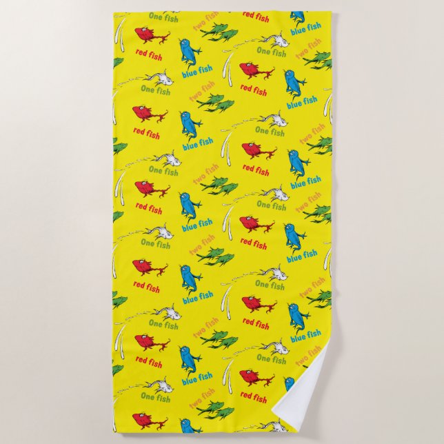 Serviette De Plage Un Poisson Deux Poissons Motif Jaune (Devant)