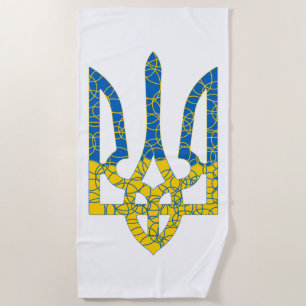 Serviette De Plage Un trident ukrainien texturé drapeau d'Ukraine cou