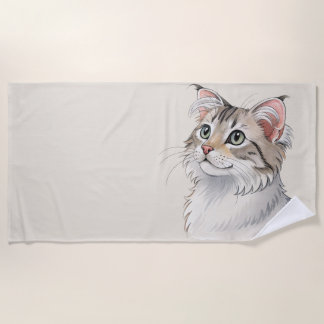 Serviette De Plage Une aquarelle American Curl, chat