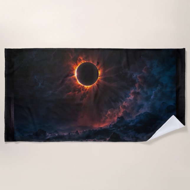 Serviette De Plage Une éclipse solaire époustouflante Art AI par Xzen (Devant)