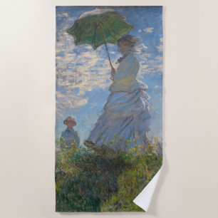Serviette De Plage Une femme avec un parasol Paysage français