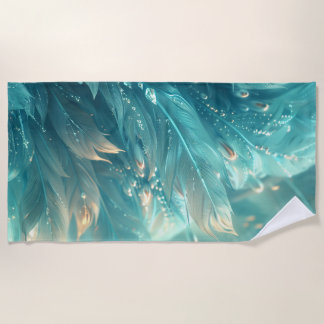 Serviette De Plage Une texture plumes turquoises et éclat de diamant