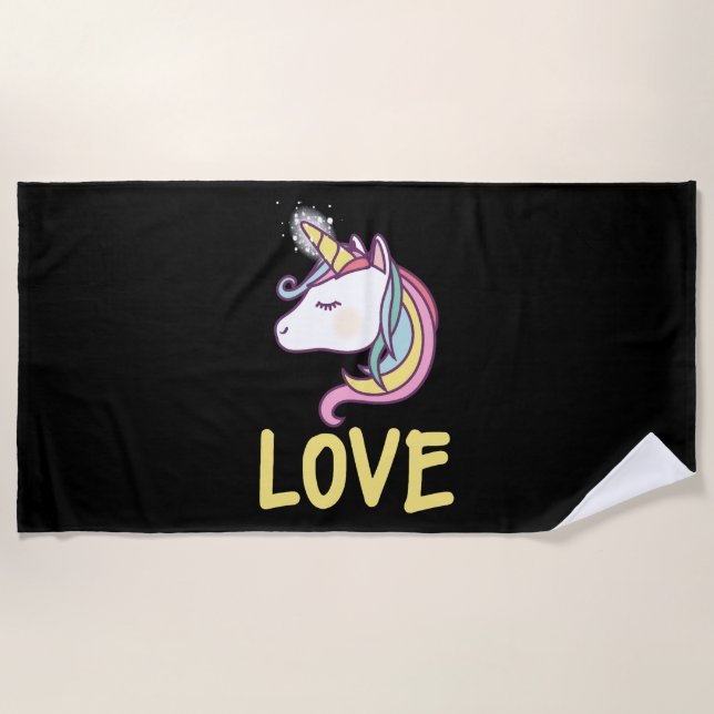 Serviette De Plage Unicorn Love                            (Devant)