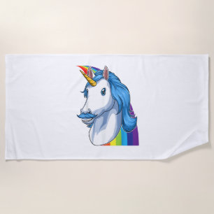 Serviette De Plage Unicorne avec Mustache Dadacorn Dadicorn Unicorn D