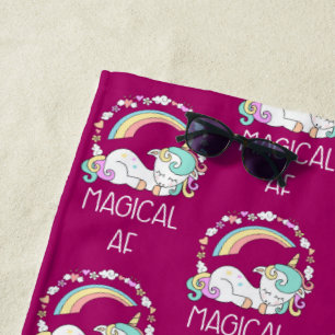 Serviette De Plage Unicorne drôle dire magique AF