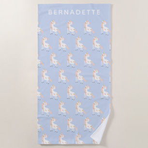 Serviette De Plage Unicorne personnalisée Soft Pastel Enfants cadeau 