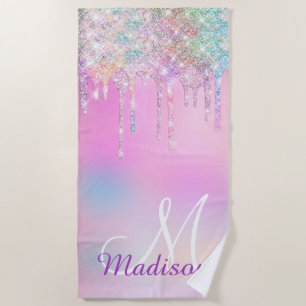 Serviette De Plage Unicorne rose mignonne Parties scintillant arc-en-