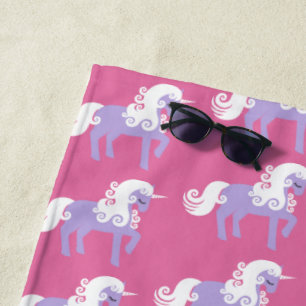 Serviette De Plage Unicorne rose violet