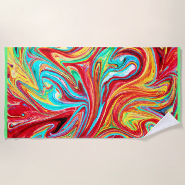 Serviette De Plage Unique Couleurs Lumineuses Peinture Motif. Command (Devant)