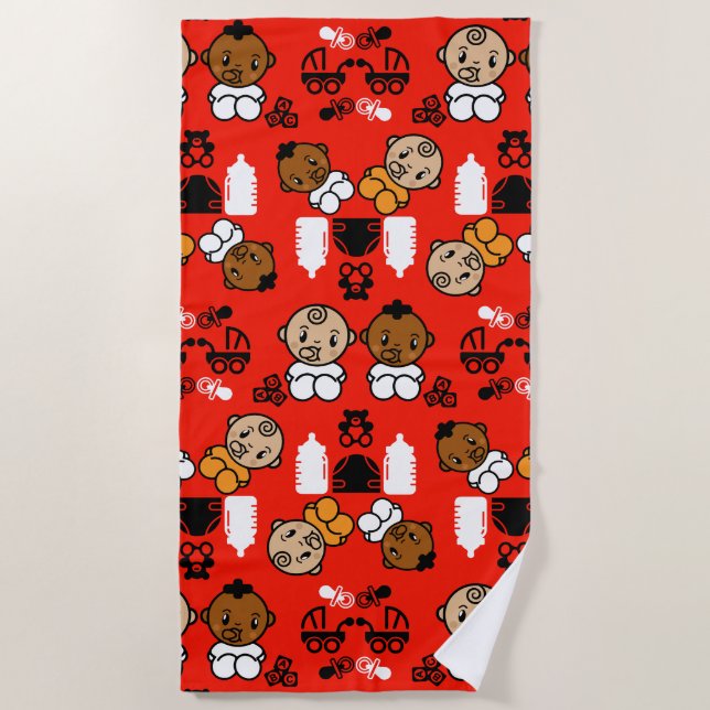Serviette De Plage Unique Orange Nouveau Cadeau bébé (Devant)