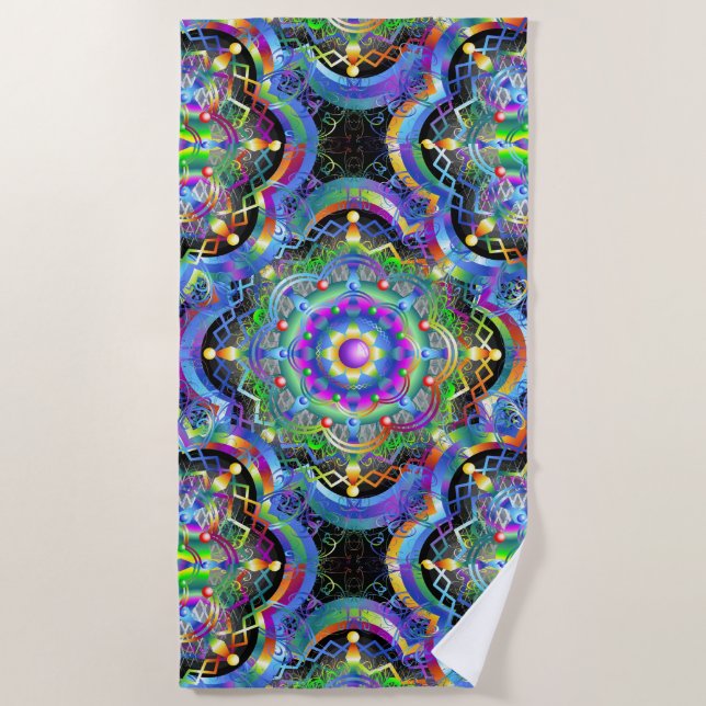 Serviette De Plage Univers Mandala Couleurs Psychédéliques (Devant)