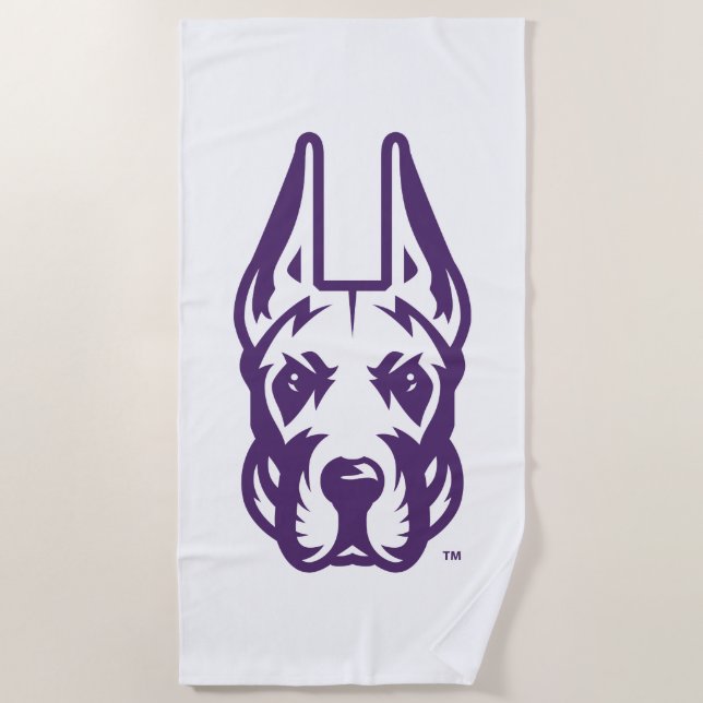 Serviette De Plage Université d'Albany Chef de la mascotte Great Dane (Devant)