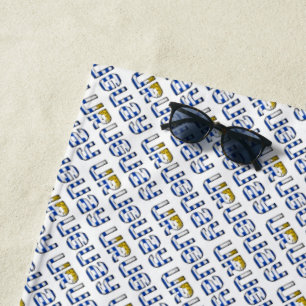 Serviette De Plage Uruguay Typographie Motif Bleu Blanc Drapeau Coule