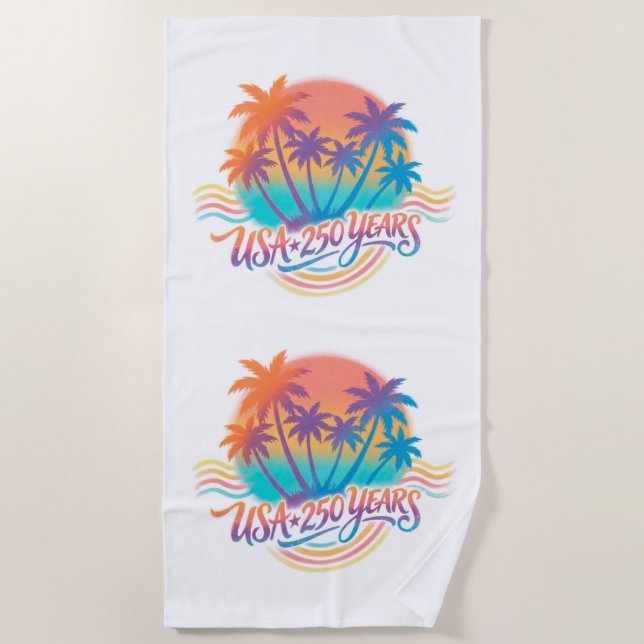 Serviette De Plage USA 250e anniversaire Palmiers  (Devant)