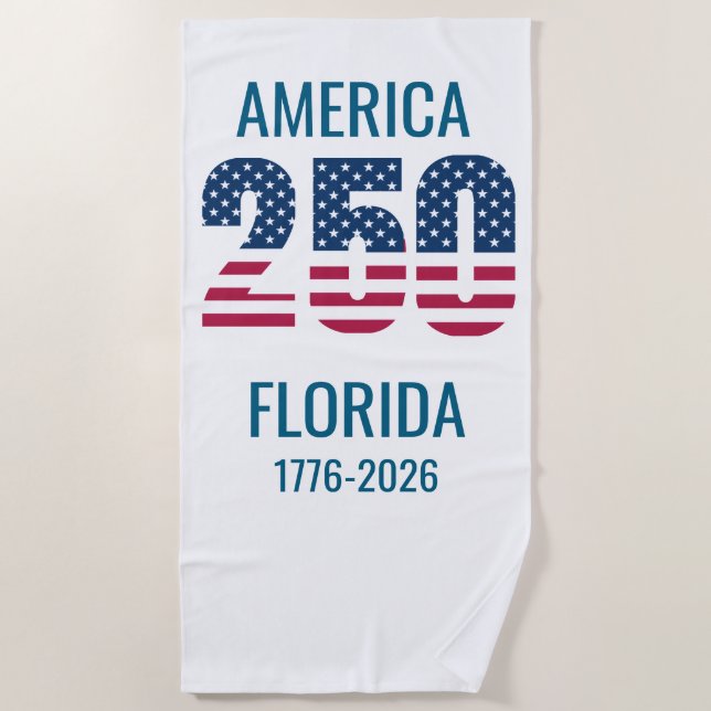 Serviette De Plage USA 250th Anniversary Florida Stars Stripes Beach  (Devant)