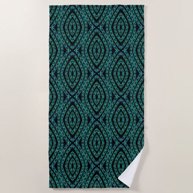 Serviette De Plage Vacances de printemps Feuilles Turquoise Conceptio (Devant)