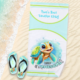 Serviette De Plage Vacances d'été à la Tortue mignonne Garçon personn