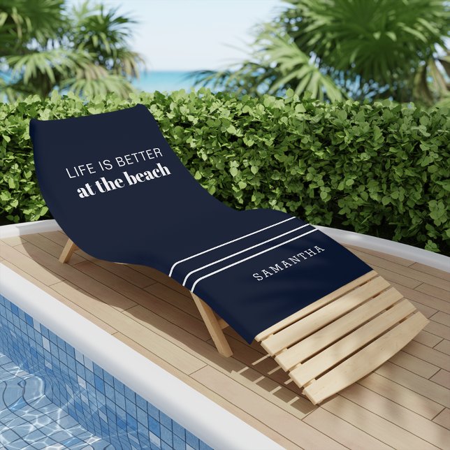 Serviette De Plage Vacances en famille personnalisées Navy est mieux (Créateur téléchargé)