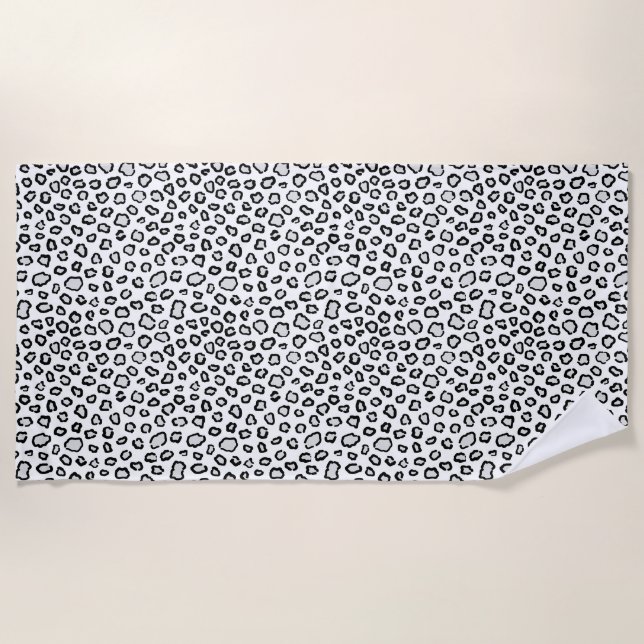Serviette De Plage Vacances Safari Taches Animaux Léopard Monochrome (Devant)