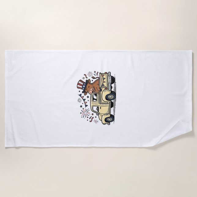 Serviette De Plage Vache patriotique conception vectorielle camion 4  (Devant)
