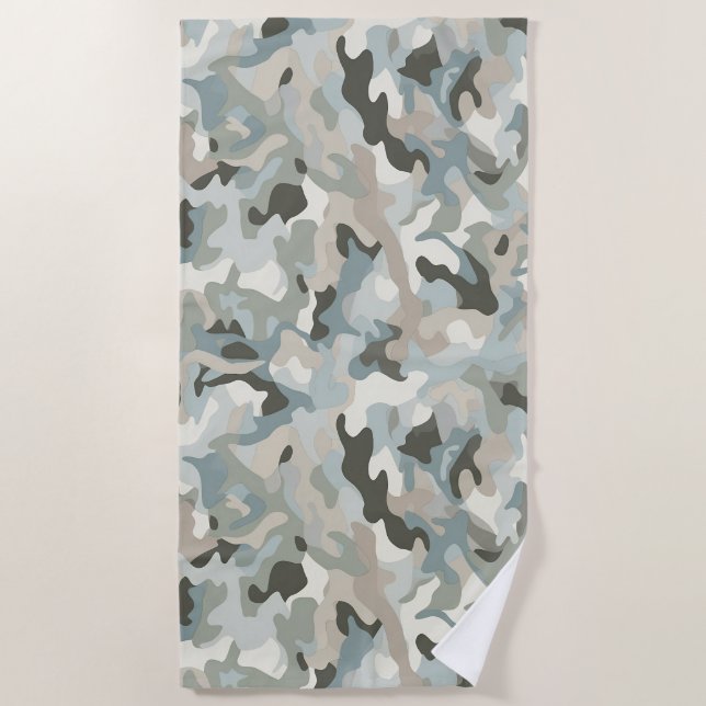 Serviette De Plage Vague camo bleu furtif (Devant)