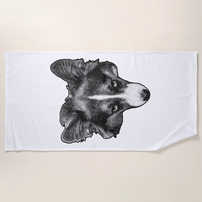 Serviette De Plage vague tonale charme corgi (Devant)
