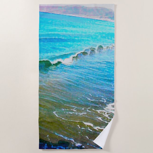 Serviette De Plage Vagues à l'aquarelle  (Devant)