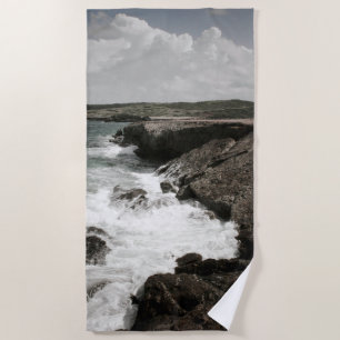 Serviette De Plage Vagues côtières déferlantes