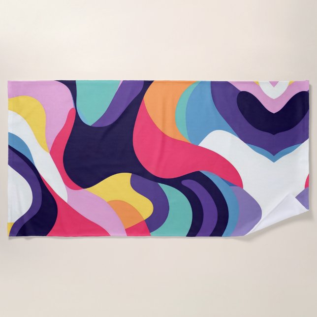 Serviette De Plage Vagues de flux abstrait 6 (Devant)