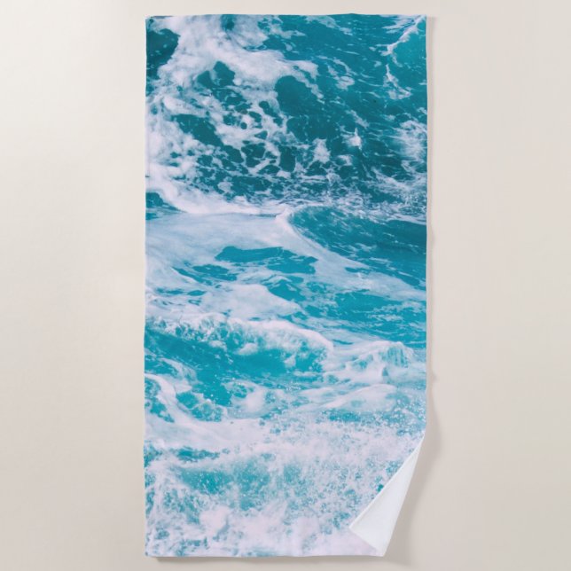 Serviette De Plage Vagues de l'océan bleu (Devant)