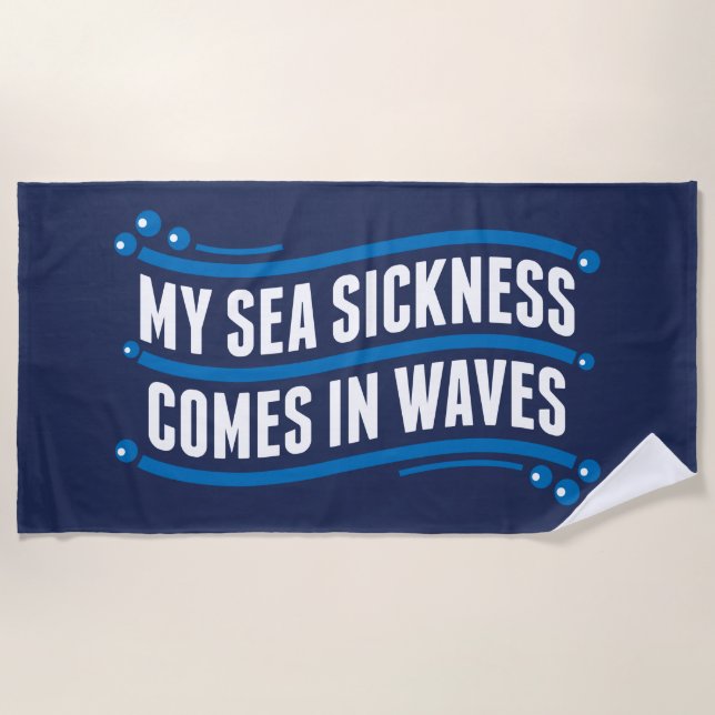 Serviette De Plage Vagues de maladie de la mer (Devant)