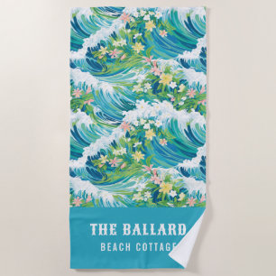 Serviette De Plage Vagues de plage tropicale de Preppy Maison de pl