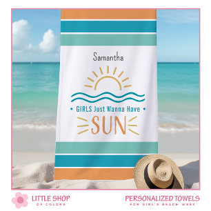 Serviette De Plage Vagues d'océan au soleil simple Personnalisé