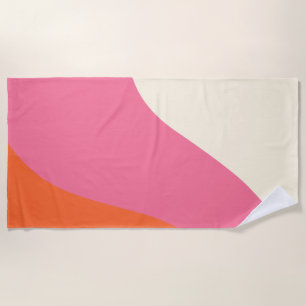 Serviette De Plage Vagues simples - rose, orange et crème