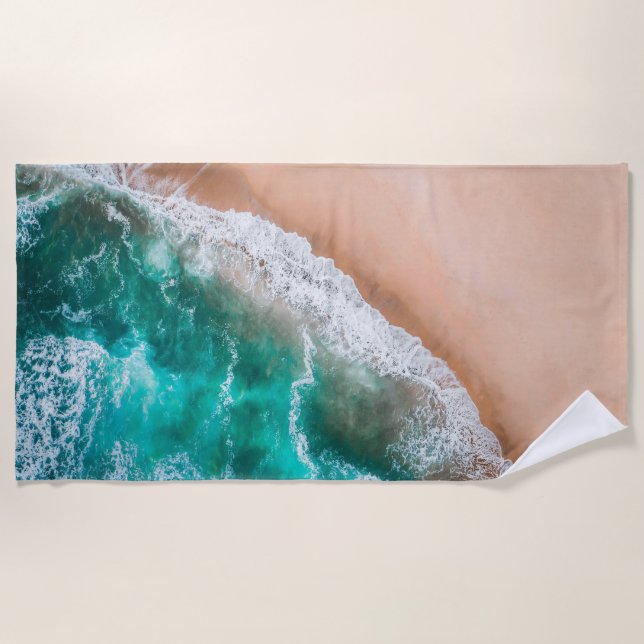 Serviette De Plage Vagues sur la plage de sable  (Devant)