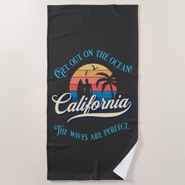 Serviette De Plage Vagues vintage de Californie (Devant)